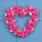 16" Pink Blooming Rose Buds Artificial Heart Shaped Valentine's Day Wreath